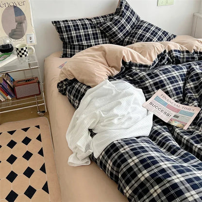 ™ Japanese Style Cotton Printed 4Pcs Bedding Set with Double-Sided Design