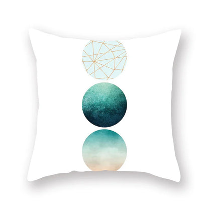 DecorBites™ Geometric Leaf Flower Pillowcase Teal Blue Sofa Car Home Decor Throw Cover