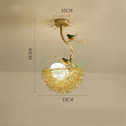 DecorBites™ Bird's Nest Glass LED Ceiling Lamp for Modern Nordic Living Room Decor