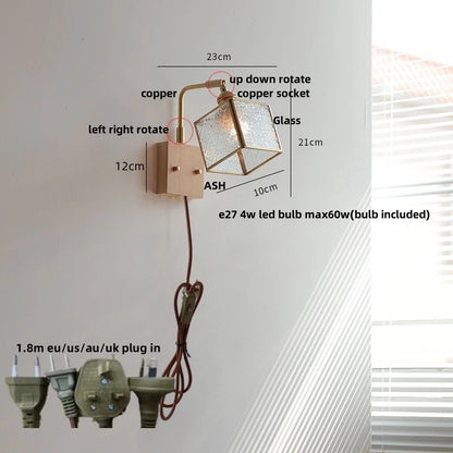 DecorBites™ Brass LED Wall Lights Modern Stair Light Fixture Blue Glass Bedside Lamp