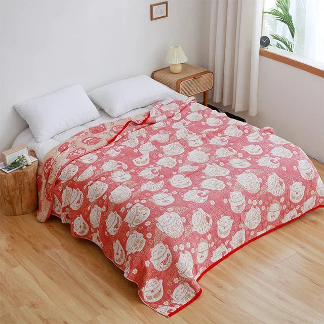 DecorBites™ 100% Cotton Nordic Throw Blanket - Soft Gauze Bedspread for Bedroom & Sofa