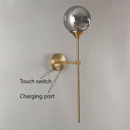 DecorBites™ Golden Glass Ball LED Wall Lamps with Touch Switch, Modern Nordic Decor Lighting