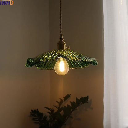 DecorBites™ Green Glass LED Pendant Light - Nordic Modern Copper Luminaire Suspendu