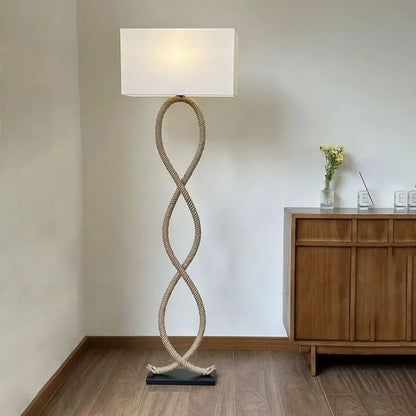™ Hemp Rope Fabric Shade LED Floor Lamp for Home Decor