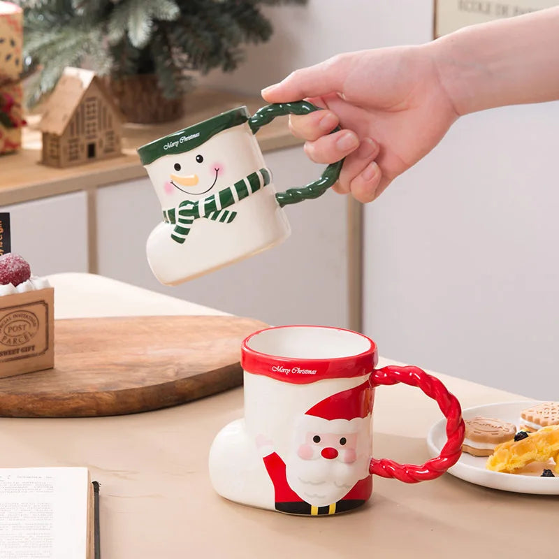 DecorBites™ Lovely Christmas Socks Ceramic Mug Santa Coffee Cup Xmas Gift