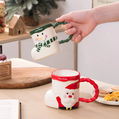 DecorBites™ Lovely Christmas Socks Ceramic Mug Santa Coffee Cup Xmas Gift