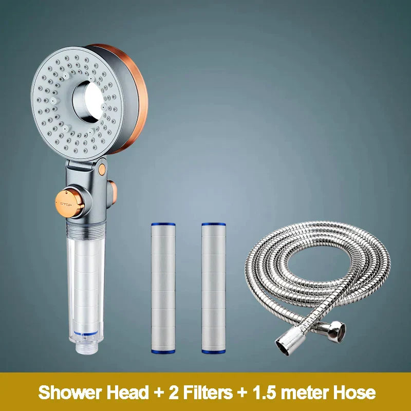 DecorBites™ Dual-Sided Shower Head with 3 Jets & Water-Saving Filtration