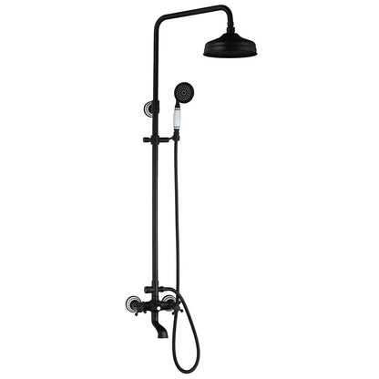 DecorBites™ 8" Black Rain Shower Head Set with Hand Spray and Mixer Faucet