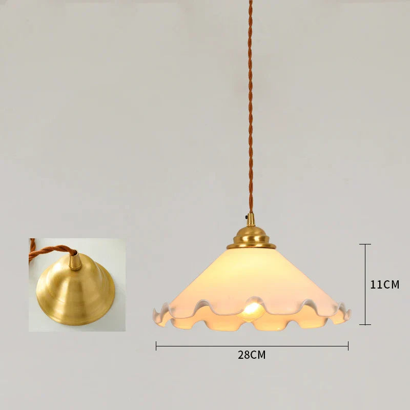 DecorBites™ Cracked Glass Copper Wooden Pendant Light for Home Indoor Living Room