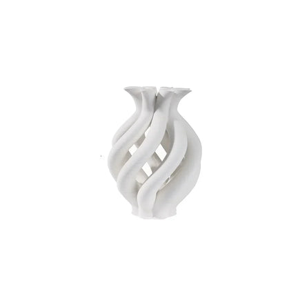 DecorBites™ Geometric Ceramic Hollow Vases Spiral Pipe Floral Arrangement Home Decor Figurines