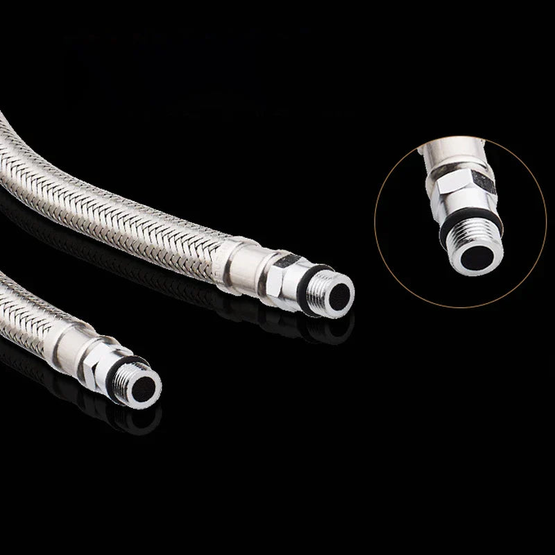 DecorBites™ 60cm Stainless Steel Flexible Plumbing Pipes for Cold Hot Mixer Faucet Water Supply