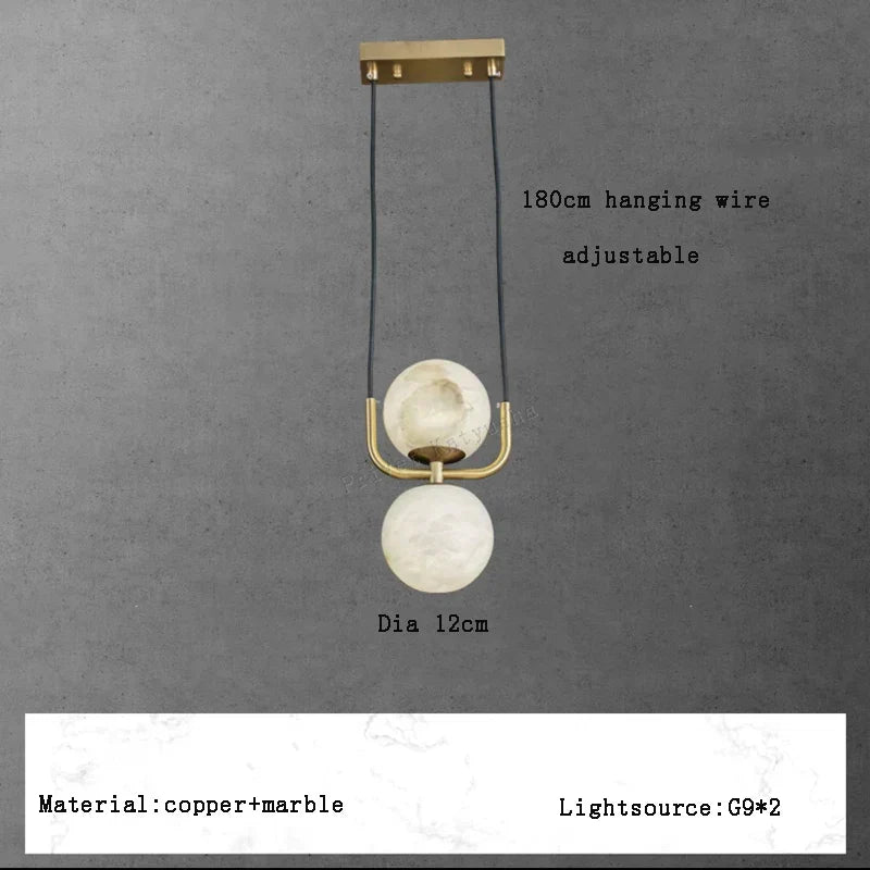 DecorBites™ Alabaster Marble Pendant Lights for Luxury Dining Room, Kitchen & Bar Décor