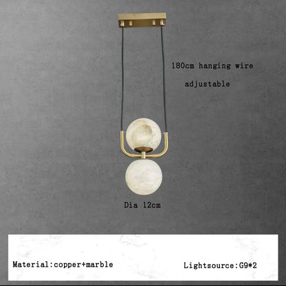 DecorBites™ Alabaster Marble Pendant Lights for Luxury Dining Room, Kitchen & Bar Décor