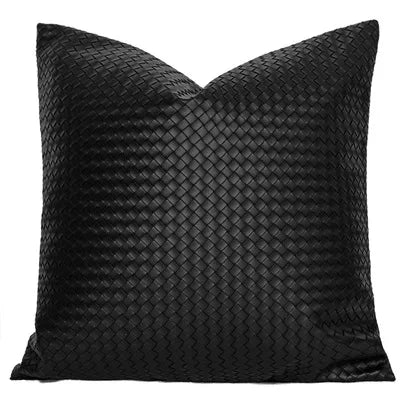 DecorBites™ Geometric Faux Leather Throw Pillow Cover - Modern Luxury Pillowcase
