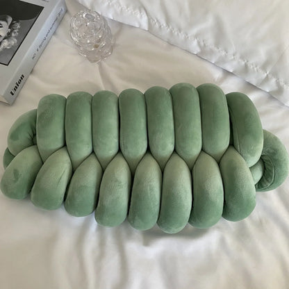 DecorBites™ Knot Plush Christmas Green Throw Pillow for Aesthetic Home Decor