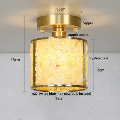 DecorBites™ Copper Canopy LED Ceiling Light Glass Crystal Nordic Modern Decor for Home