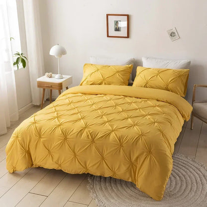DecorBites™ 3D Pinch Pleated Duvet Cover Set - Queen, King Size Bedding Set of Quilt Cover & Pillow Case