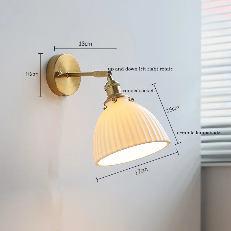 DecorBites™ Ceramic Wall Sconce with Adjustable Iron Arm for Living Room Décor