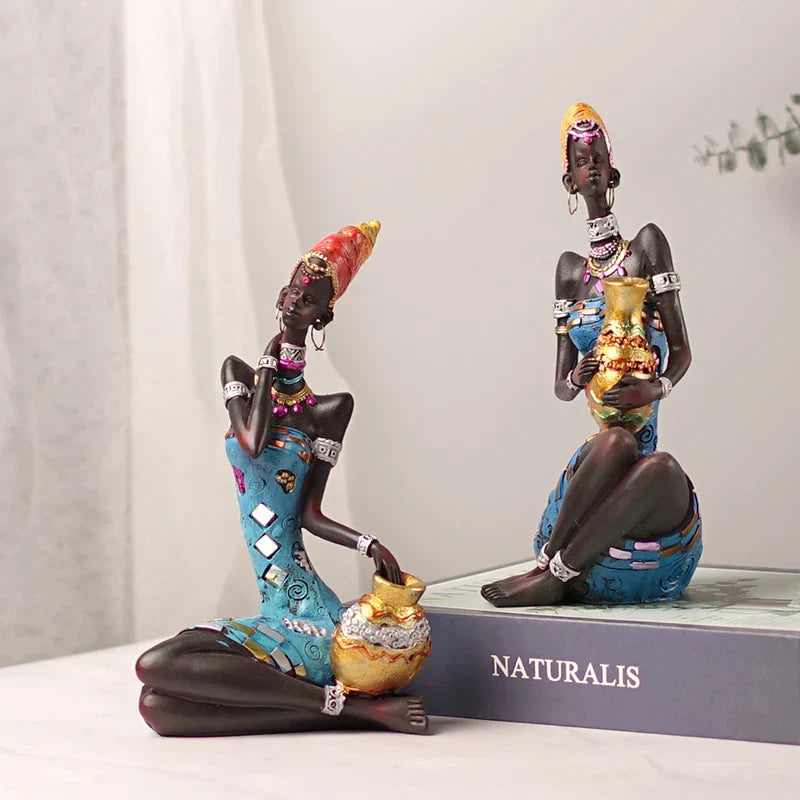 DecorBites™ Black Women Resin Art Figures for Home Decor and Statues
