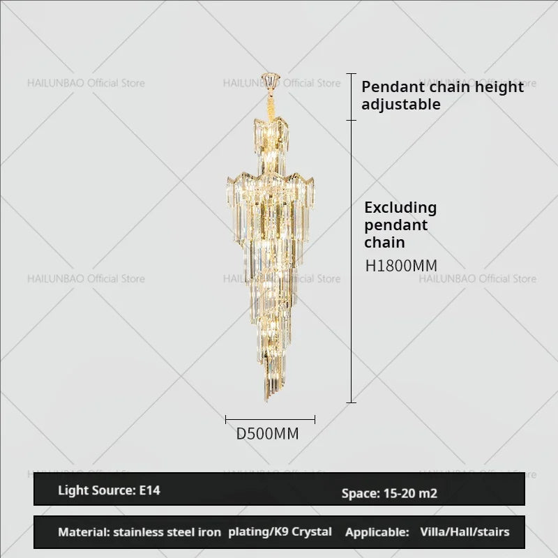 DecorBites™ Crystal Chandelier: European Villa Hotel Luxury Hollow Building Middle Floor Lighting