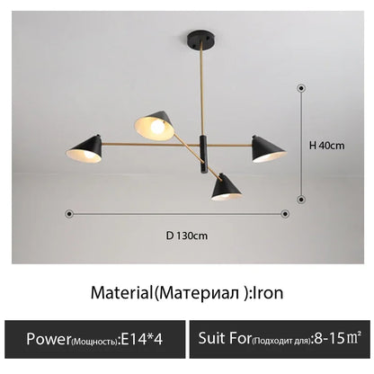 DecorBites™ Cone Shade Chandelier: Minimalist Nordic Design for Living and Dining Rooms