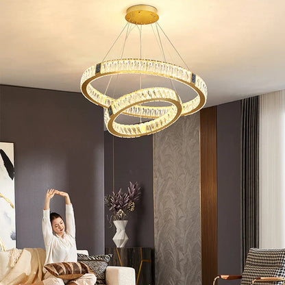 DecorBites™ Crystal LED Chandelier for Kitchen Dining Room Duplex Villa Lighting Fixtures