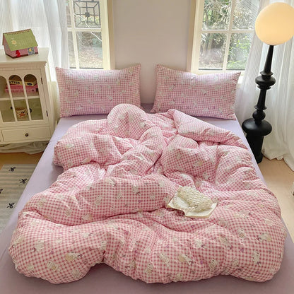 DecorBites™ Cotton Flower Print Bedding Set - Romantic High-Density Comforter for Adults