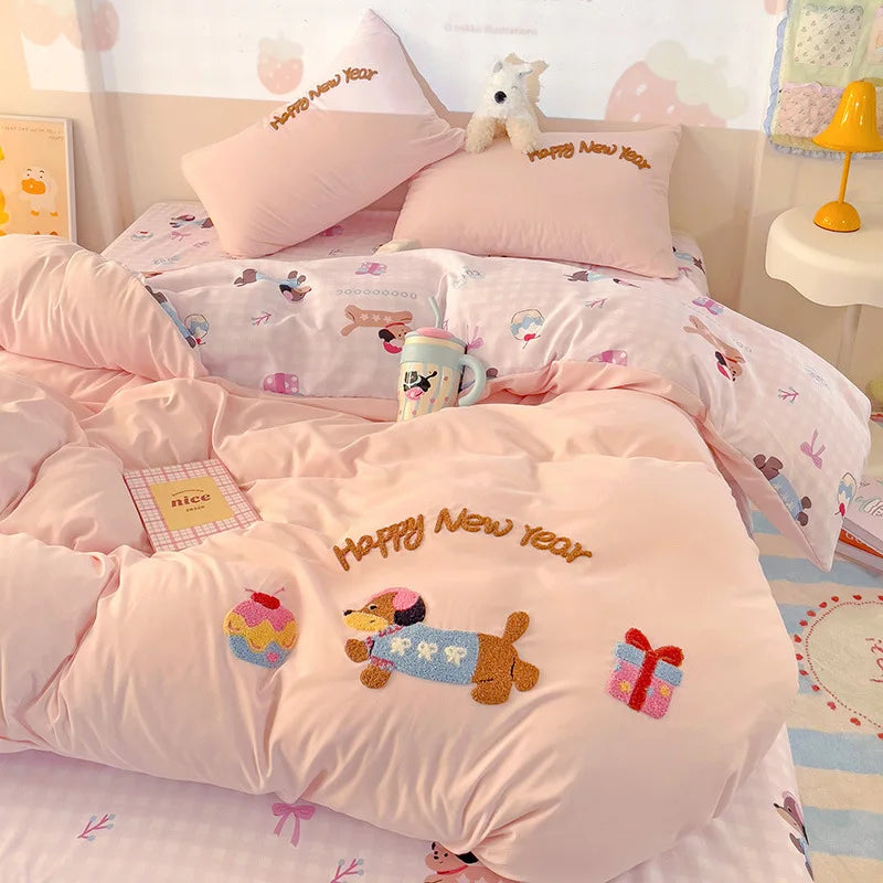 DecorBites™ Cotton Bedding Set Cute Pattern Soft Comforter Single/Double Size Duvet Cover