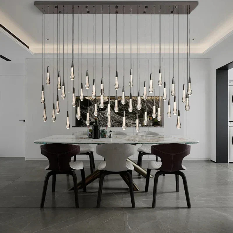 DecorBites™ Crystal Water-drop Ceiling Chandelier: Elegant Dining Table Lighting Fixture