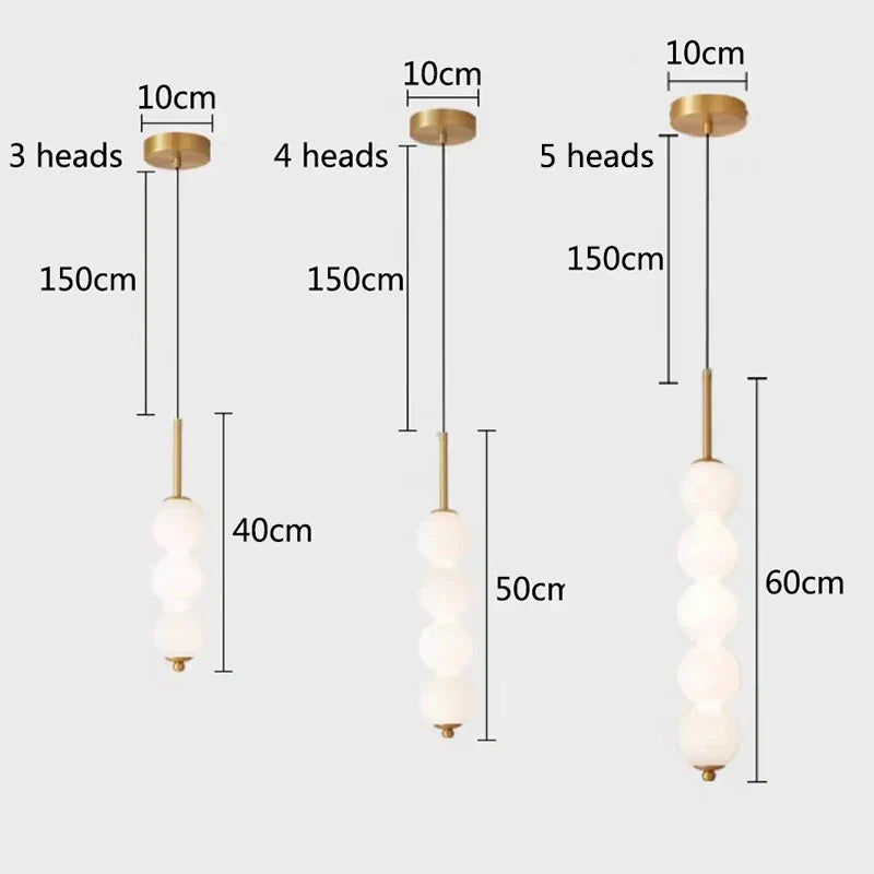 DecorBites™ LED White Pearl Glass Pendant Lights for Kitchen Bar Decor - Bubble Hanging Lamp