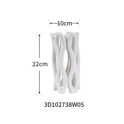 DecorBites™ Geometric Ceramic Hollow Vases Spiral Pipe Floral Arrangement Home Decor Figurines