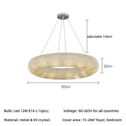DecorBites™ Crystal Loft Chandelier: Modern Luxury LED Pendant Light for Living Room Decor