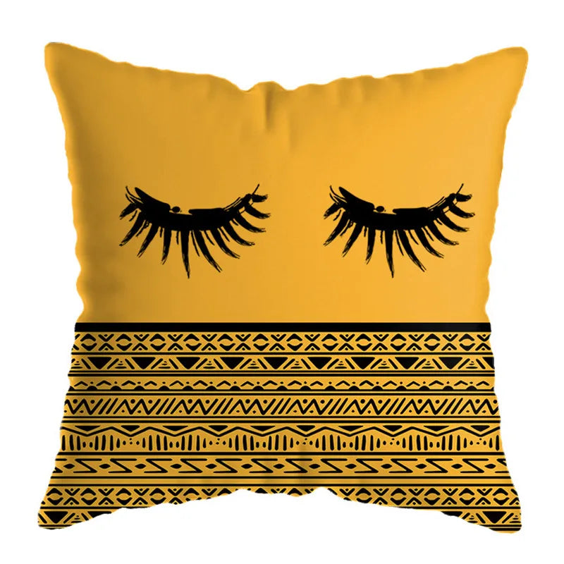 DecorBites™ Geometric Deer Print Pillowcase 45x45cm - Yellow Home Decor