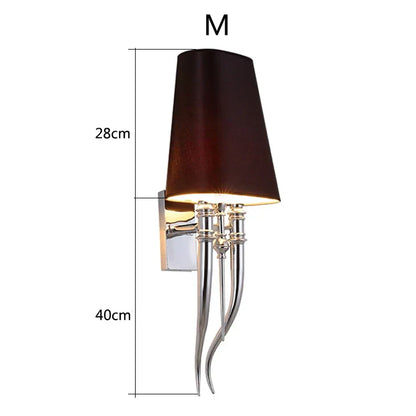 DecorBites™ Iron Claw Horn Wall Sconce with Cloth Lampshade for Bedroom and Living Room