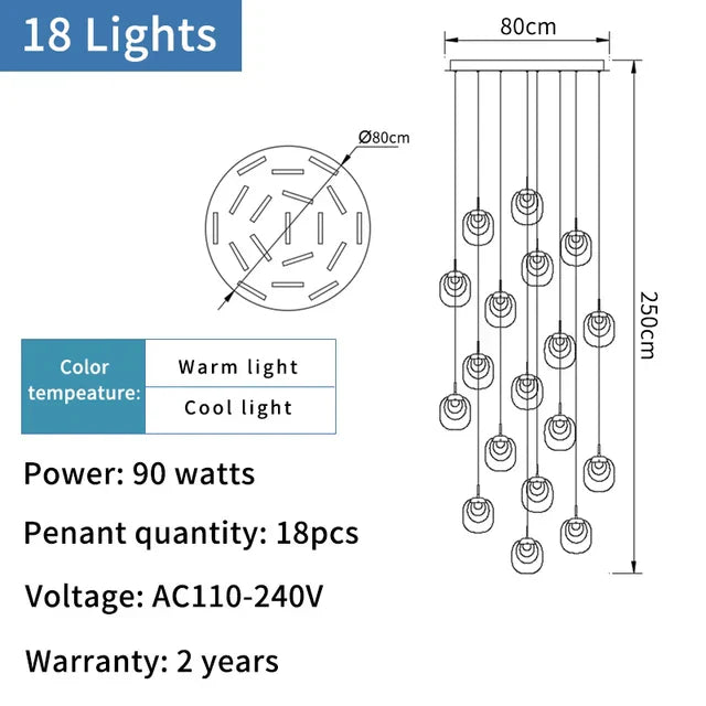DecorBites™ Gold Crystal Staircase Chandelier | Luxury Indoor Lighting Fixtures