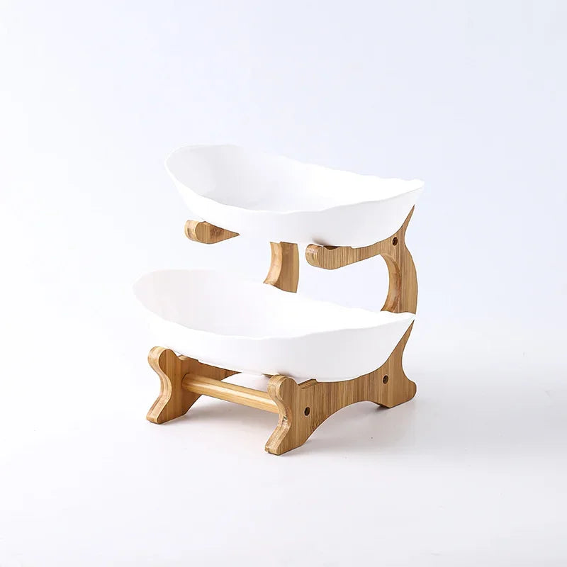 DecorBites™ 2/3 Layer Table Plates Dinnerware Fruit Bowl Salad Cake Stand Plate Bowl
