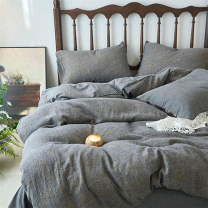 DecorBites™ 100% Cotton Double-Layer Floral Jacquard Duvet Cover Set