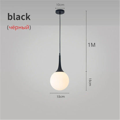 DecorBites™ Glass Ball LED Pendant Lights for Modern Living Room, Black/White Horn Fixtures