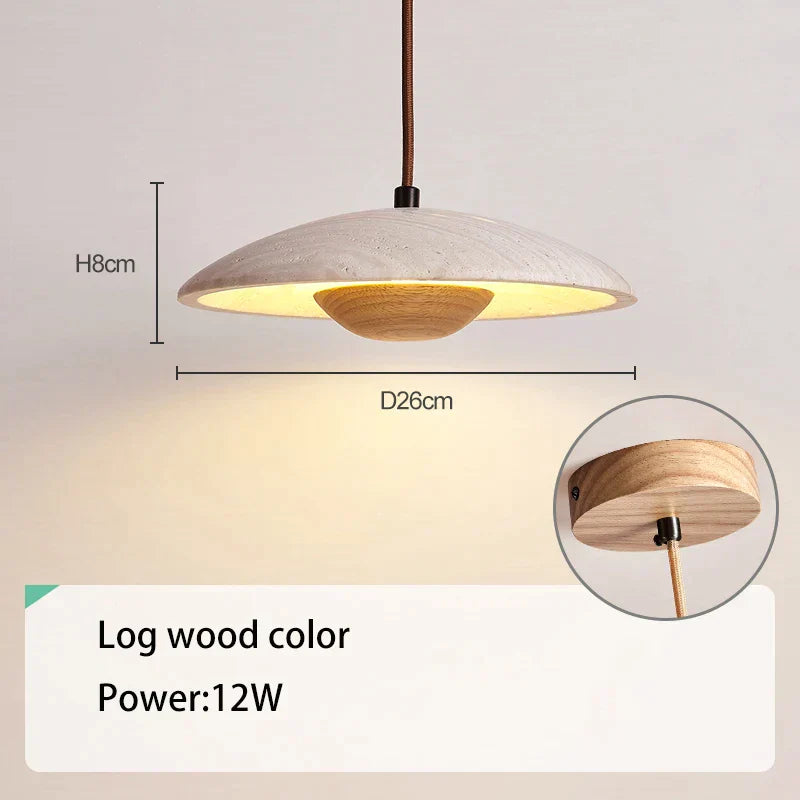 DecorBites™ Cream Stone Wood Chandelier Pendant Lamp for Bedroom - Danish Style Atmospheric Lighting