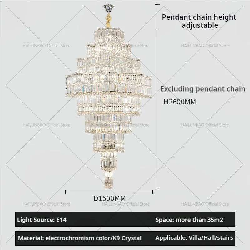 DecorBites™ Crystal Chandelier for Living Room in European Duplex Villa with Post-Modern Hall Luxury