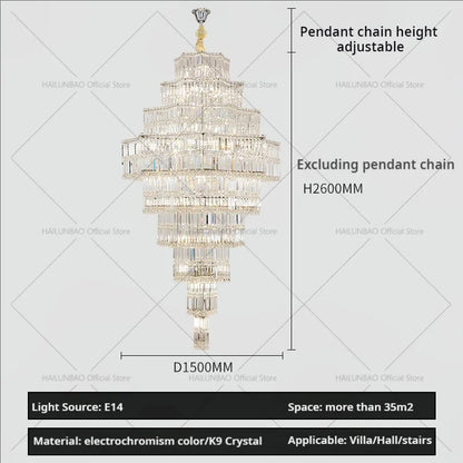DecorBites™ Crystal Chandelier for Living Room in European Duplex Villa with Post-Modern Hall Luxury