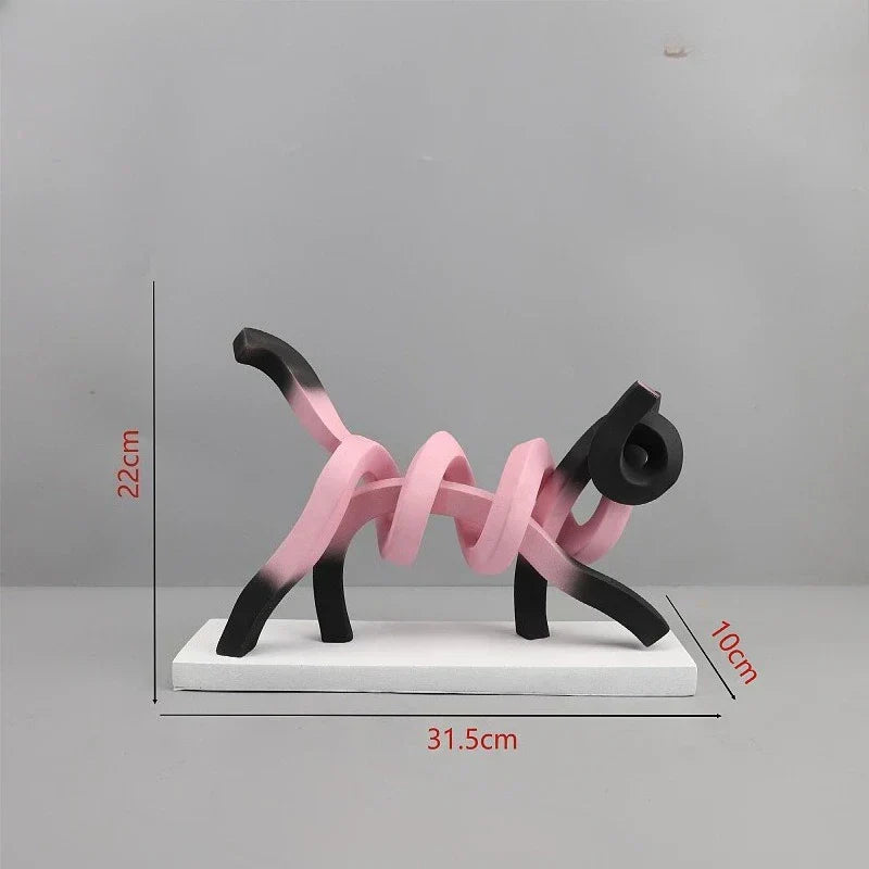DecorBites™ Abstract Cat Sculpture: Resin Handicrafts for Children's Room Decor