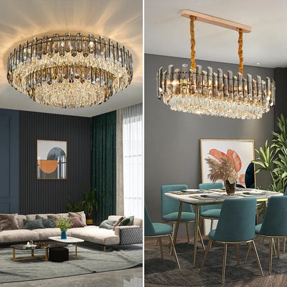 DecorBites™ Gold Crystal Chandelier for Living Room Luxury Lighting Fixture