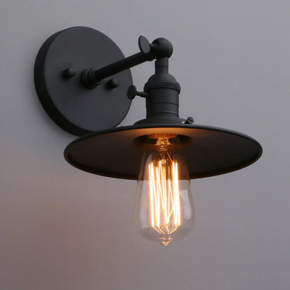 DecorBites™ Antique Finish 1-Light Industrial Wall Sconce with 7.87" Canopy and ON/Off Button