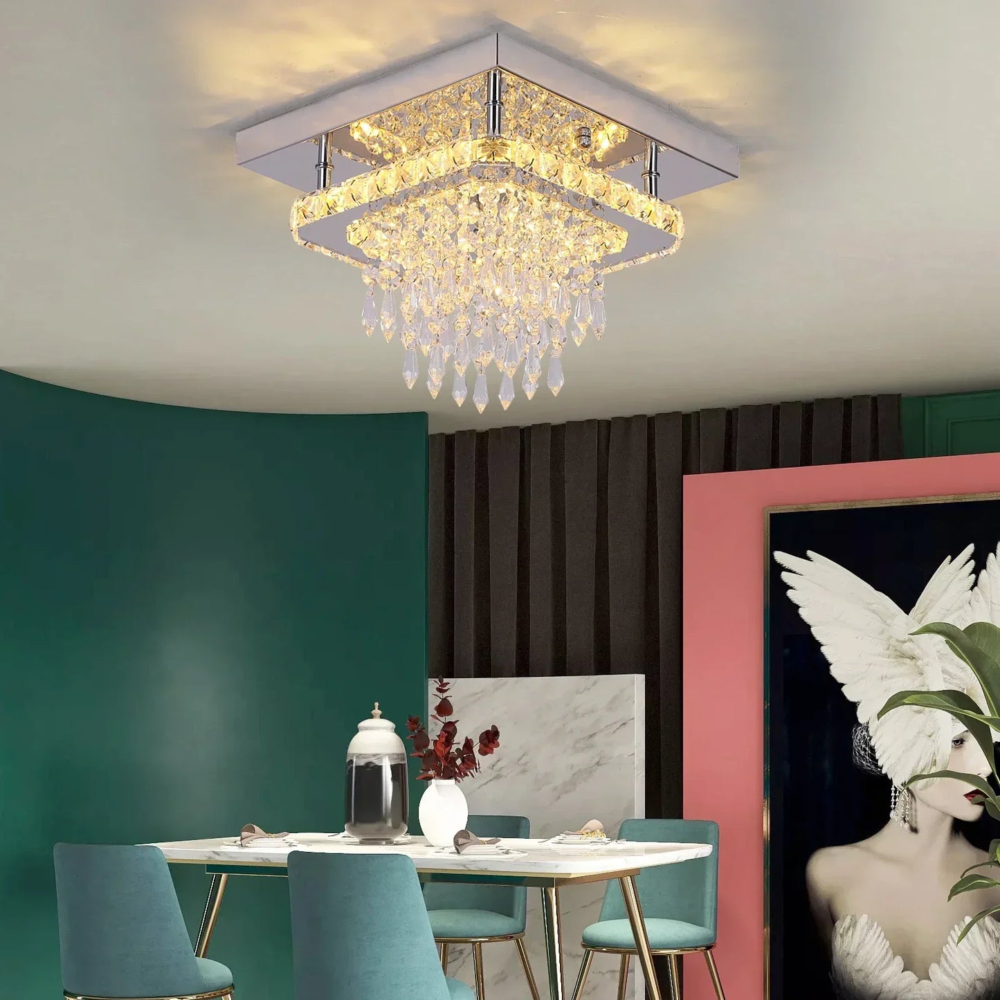 DecorBites™ Crystal LED Pendant Chandelier for Dining Living Room Decor