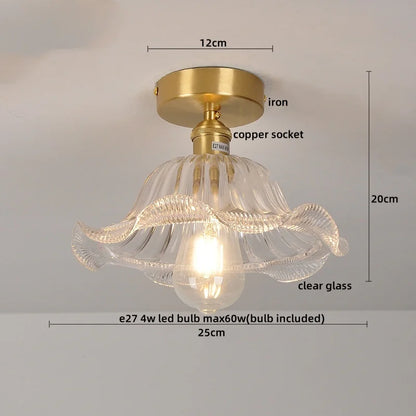 DecorBites™ Green Glass LED Ceiling Light Modern Iron Copper Lampara Techo for Home Decor
