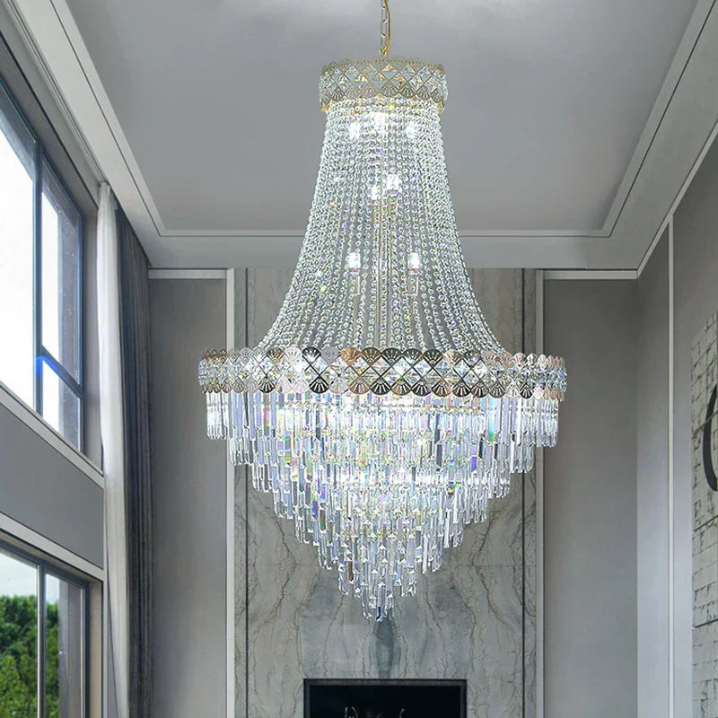 DecorBites™ Crystal Chandelier Villa Living Room Modern Light Luxury Hotel Lobby Elegant Staircase