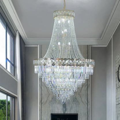 DecorBites™ Crystal Chandelier Villa Living Room Modern Light Luxury Hotel Lobby Elegant Staircase