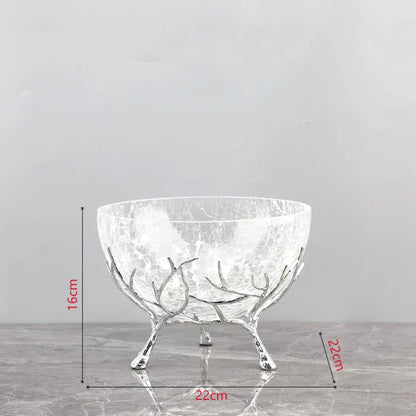 DecorBites™ Golden Branches Glass Bowl Set for Home Kitchen Desserts and Snacks