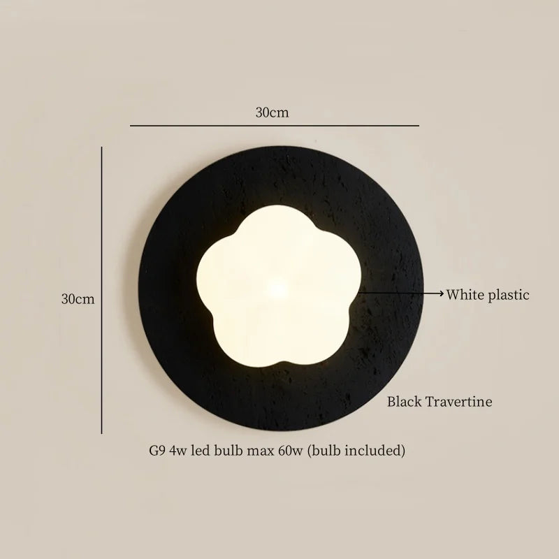 DecorBites™ Black Travertine LED Wall Lights Modern Home Decoration Bedside Lamps